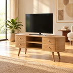 Mid Century Oval TV Stand With Drawer Storage For Living Room