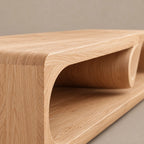 Contemporary Sculptural Wave Solid Wood TV Stand For Living Room