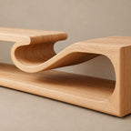 Contemporary Sculptural Wave Solid Wood TV Stand For Living Room