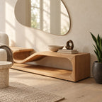 Contemporary Sculptural Wave Solid Wood TV Stand For Living Room