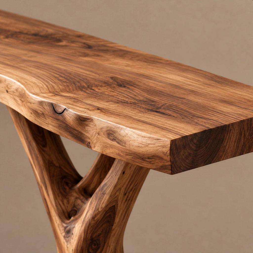 Organic Live Edge TV Stand With Branch Leg Base For Living Room
