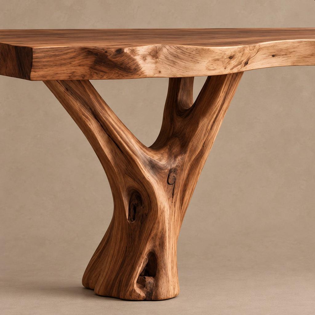 Organic Live Edge TV Stand With Branch Leg Base For Living Room