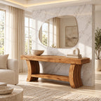Sculptural Live Edge TV Stand With Curved Leg Base For Living Room