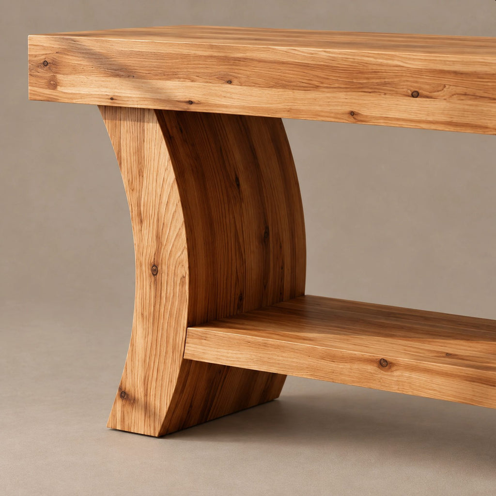 Sculptural Live Edge TV Stand With Curved Leg Base For Living Room