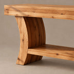 Sculptural Live Edge TV Stand With Curved Leg Base For Living Room
