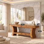 Sculptural Live Edge TV Stand With Curved Leg Base For Living Room