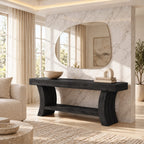 Sculptural Live Edge TV Stand With Curved Leg Base For Living Room