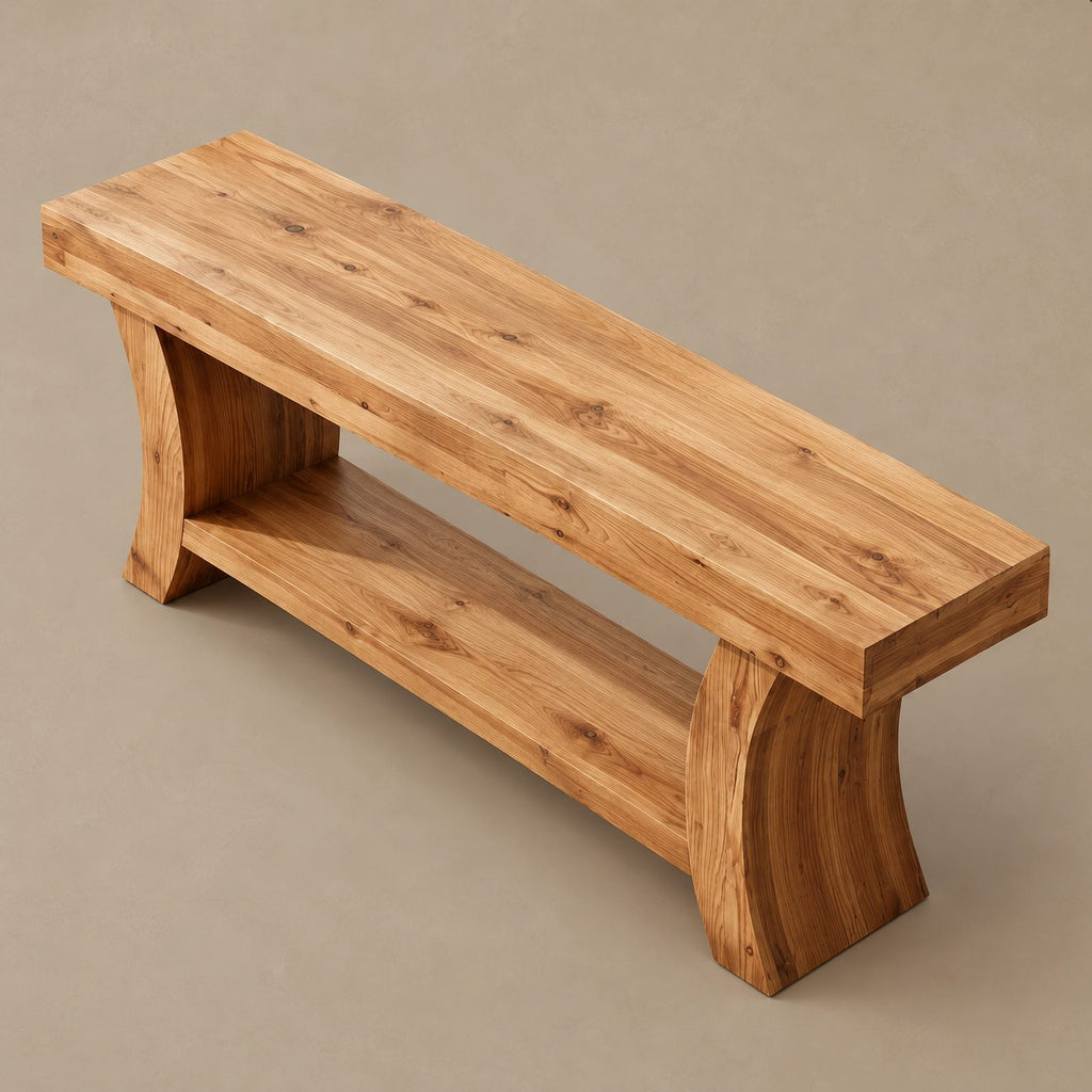 Sculptural Live Edge TV Stand With Curved Leg Base For Living Room