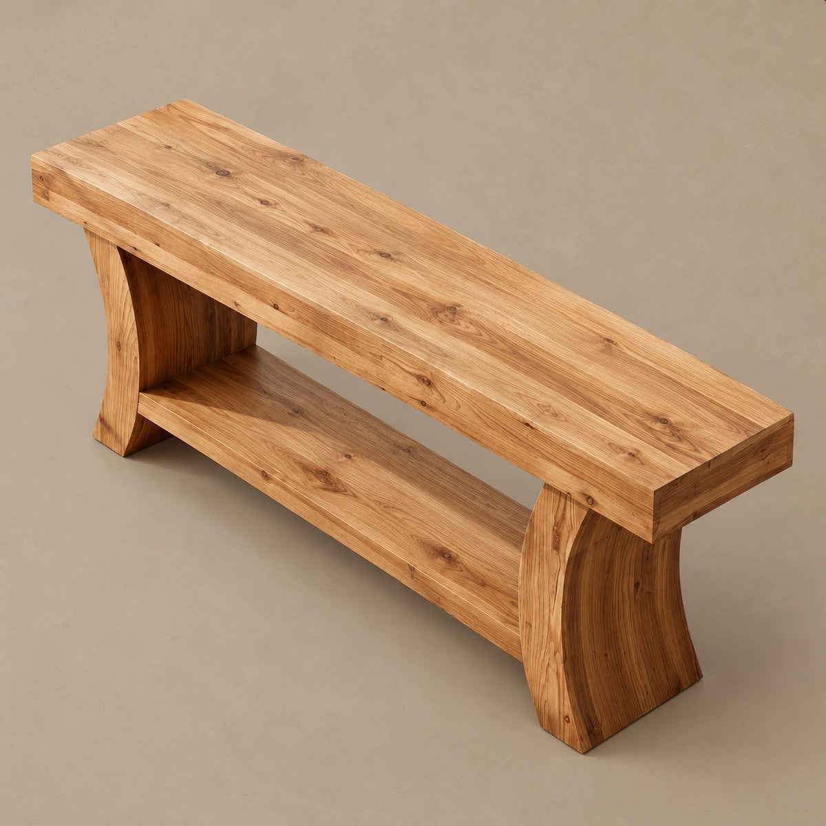 Sculptural Live Edge TV Stand With Curved Leg Base For Living Room