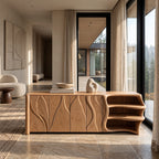 Mid Century Sideboard With Sculptural Flared Silhouette For Living Room
