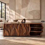 Mid Century Sideboard With Sculptural Flared Silhouette For Living Room