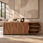 Mid Century Sideboard With Sculptural Flared Silhouette For Living Room