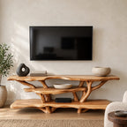 Sculptural Tree Branch TV Console With Open Shelf For Living Room