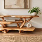 Sculptural Tree Branch TV Console With Open Shelf For Living Room