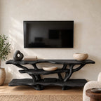 Sculptural Tree Branch TV Console With Open Shelf For Living Room