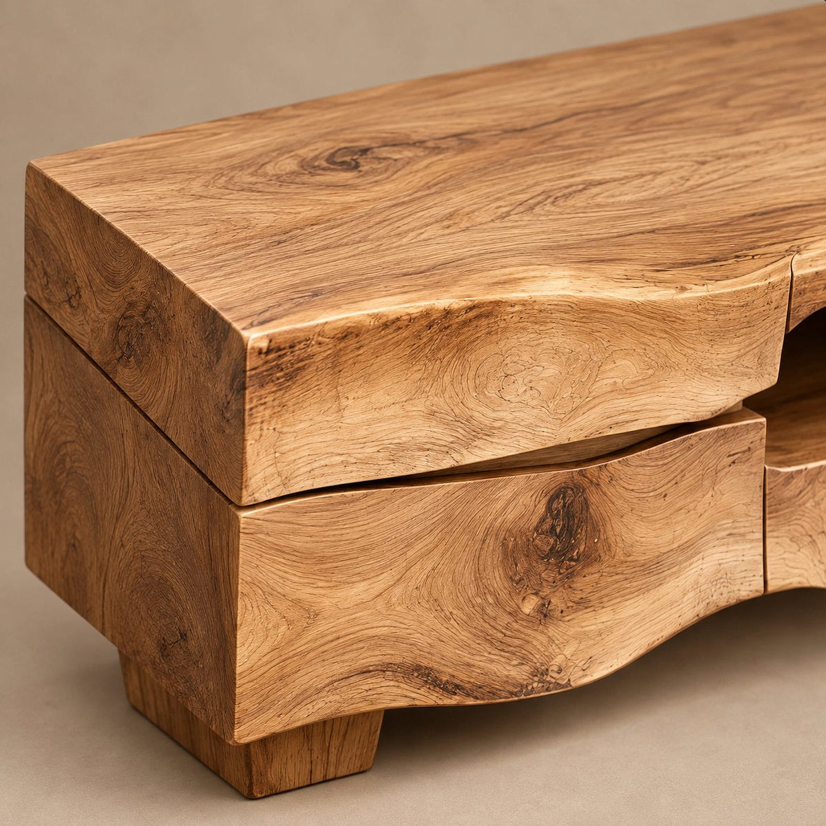 Artisan Live Edge TV Console With Open Cubby For Living Room