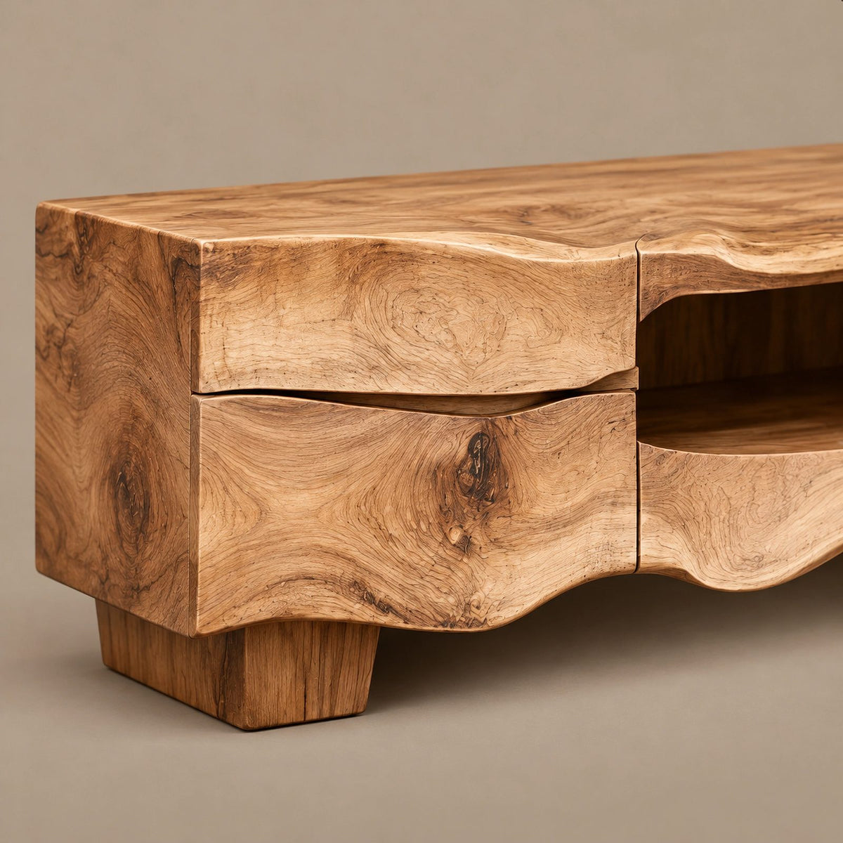 Artisan Live Edge TV Console With Open Cubby For Living Room