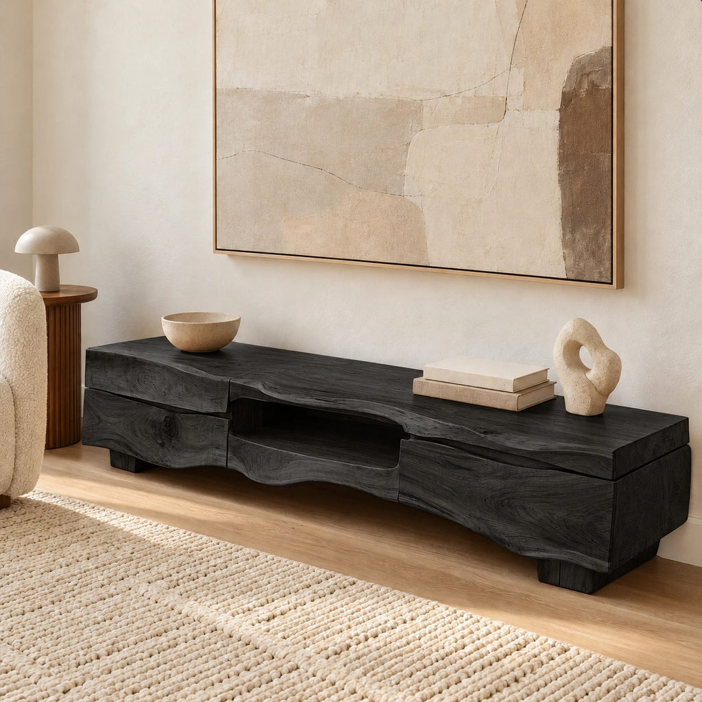 Artisan Live Edge TV Console With Open Cubby For Living Room