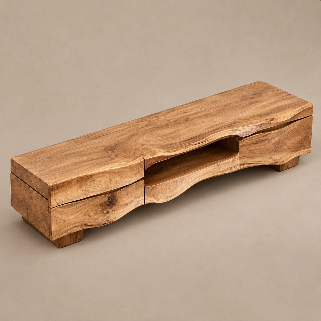 Artisan Live Edge TV Console With Open Cubby For Living Room