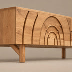 Handcrafted Carved Arch TV Console With 2 Drawers For Living Room