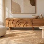 Handcrafted Carved Arch TV Console With 2 Drawers For Living Room