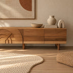 Handcrafted Carved Arch TV Console With 2 Drawers For Living Room