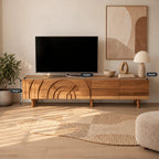 Handcrafted Carved Arch TV Console With 2 Drawers For Living Room