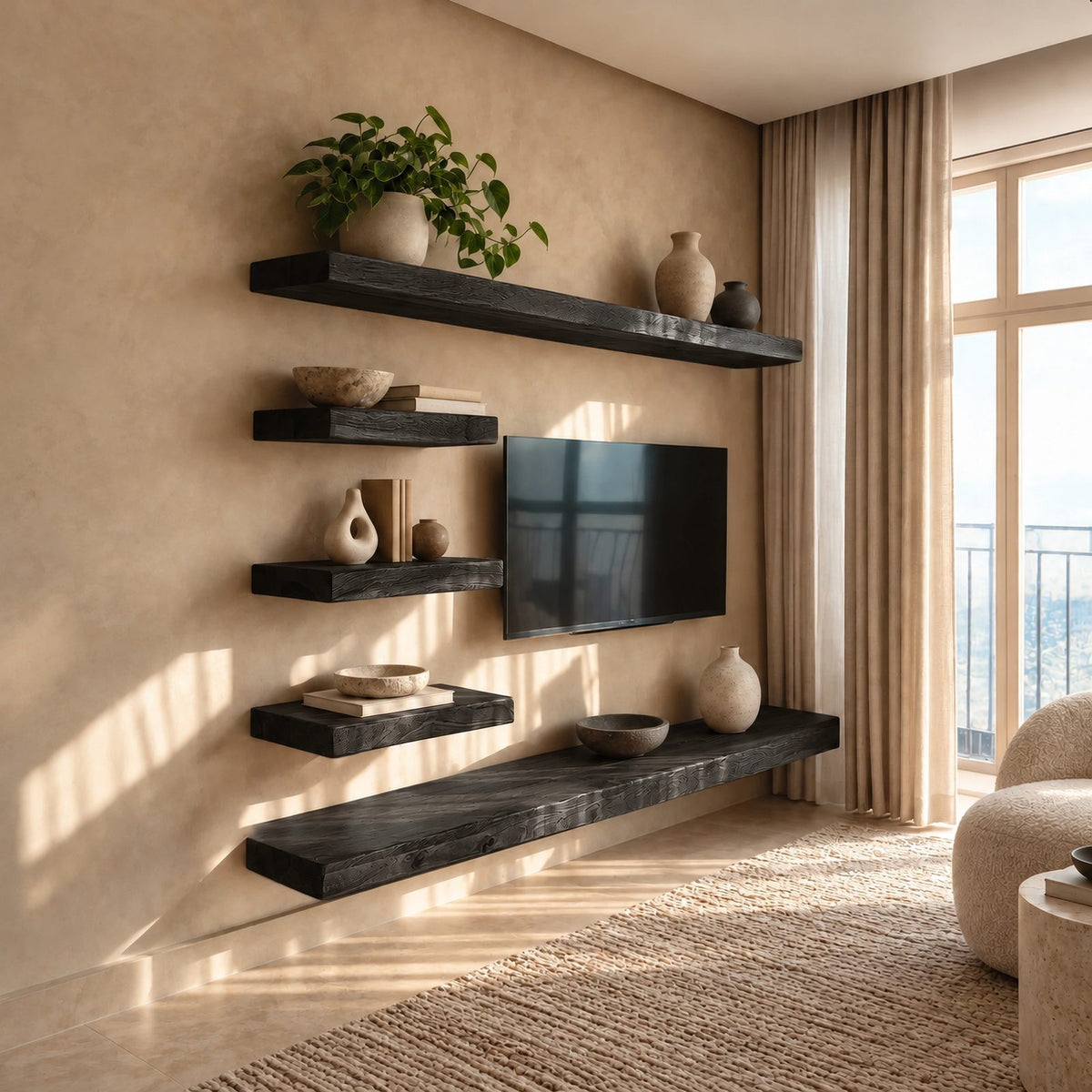 Modern 2-Piece Wall-Mounted TV Console For Living Room