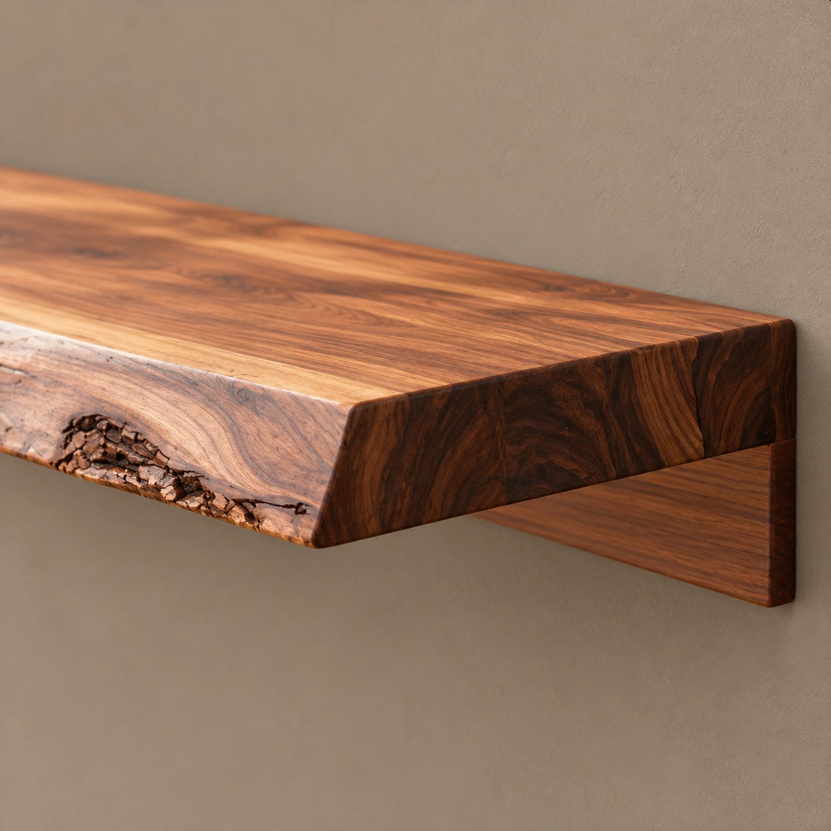 Minimalist Live Edge Floating TV Stand For Living Room