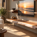 Minimalist Live Edge Floating TV Stand For Living Room