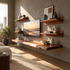 Minimalist Live Edge Floating TV Stand For Living Room
