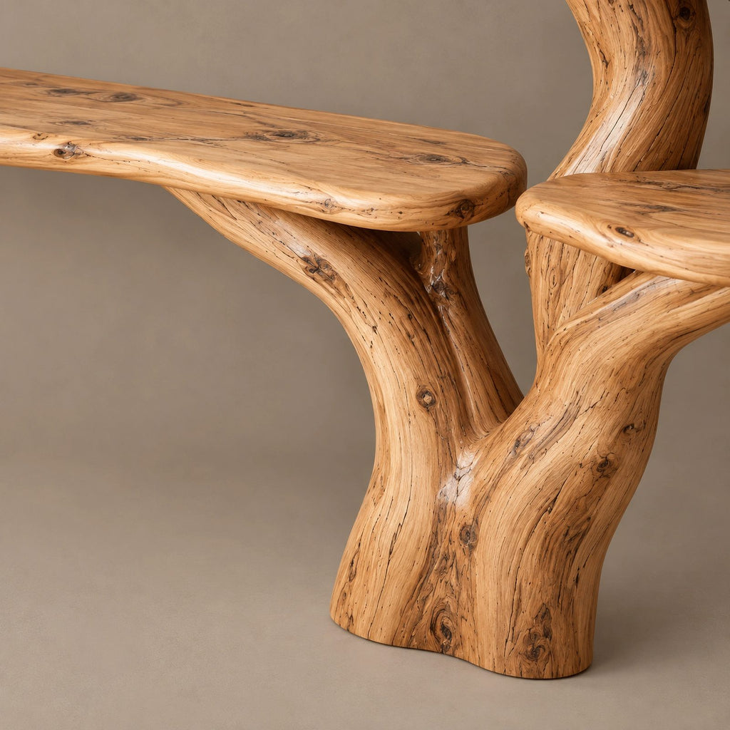 Rustic Tree Branch Bookshelf TV Stand For Living Room