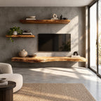 Scandinavian Live Edge Floating Media Console For Living Room