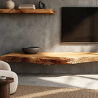 Scandinavian Live Edge Floating Media Console For Living Room