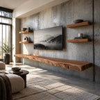 Scandinavian Live Edge Floating Media Console For Living Room