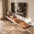 Coastal Live Edge Wall-Mounted TV Shelf For Living Room