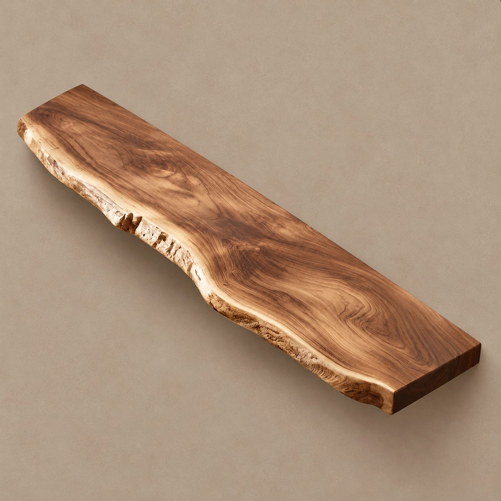 Coastal Live Edge Wall-Mounted TV Shelf For Living Room