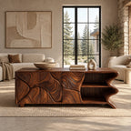 Minimalist Sideboard With Sculpted Artistic Doors For Living Room