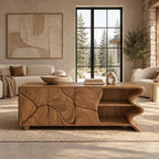 Minimalist Sideboard With Sculpted Artistic Doors For Living Room