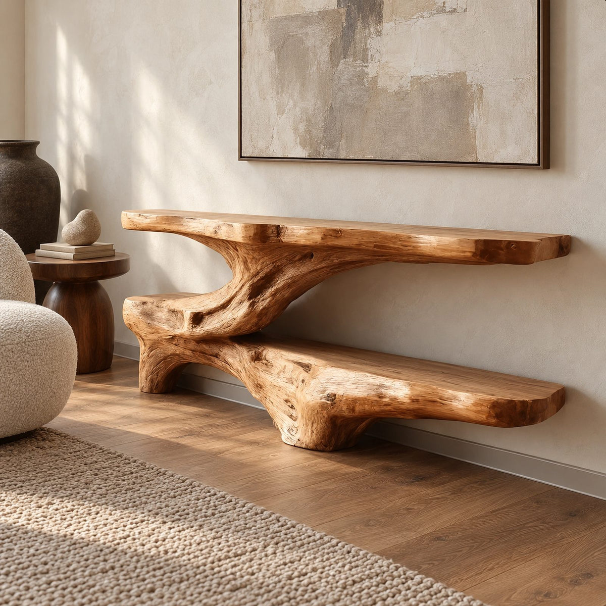 Mid Century Sculptural Root Base TV Stand For Living Room