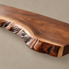 Organic Live Edge Wood Floating TV Shelf For Living Room