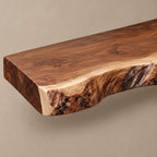 Organic Live Edge Wood Floating TV Shelf For Living Room