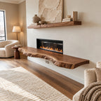 Organic Live Edge Wood Floating TV Shelf For Living Room