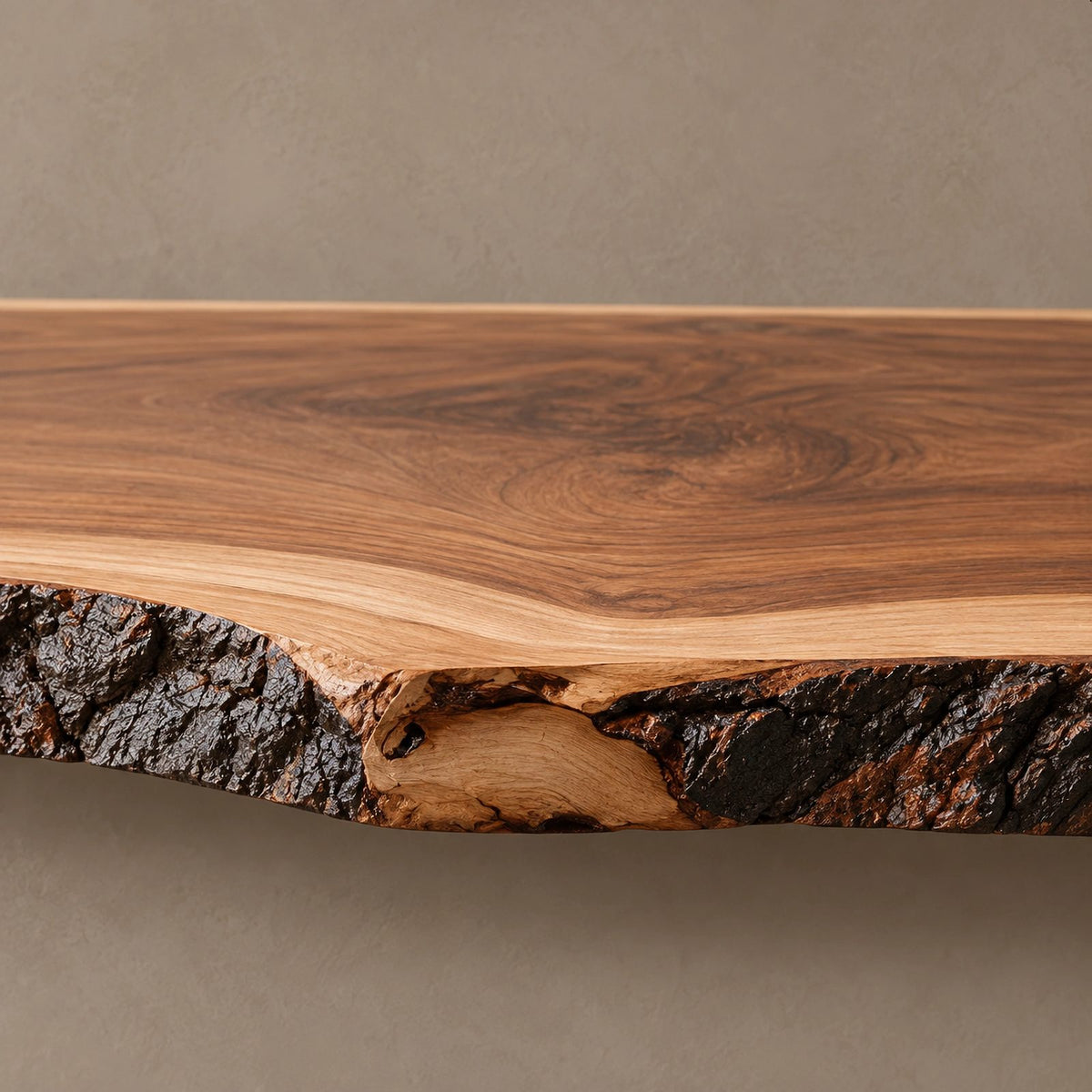 Mid Century Live Edge Wood TV Console With Floating Top For Living Room