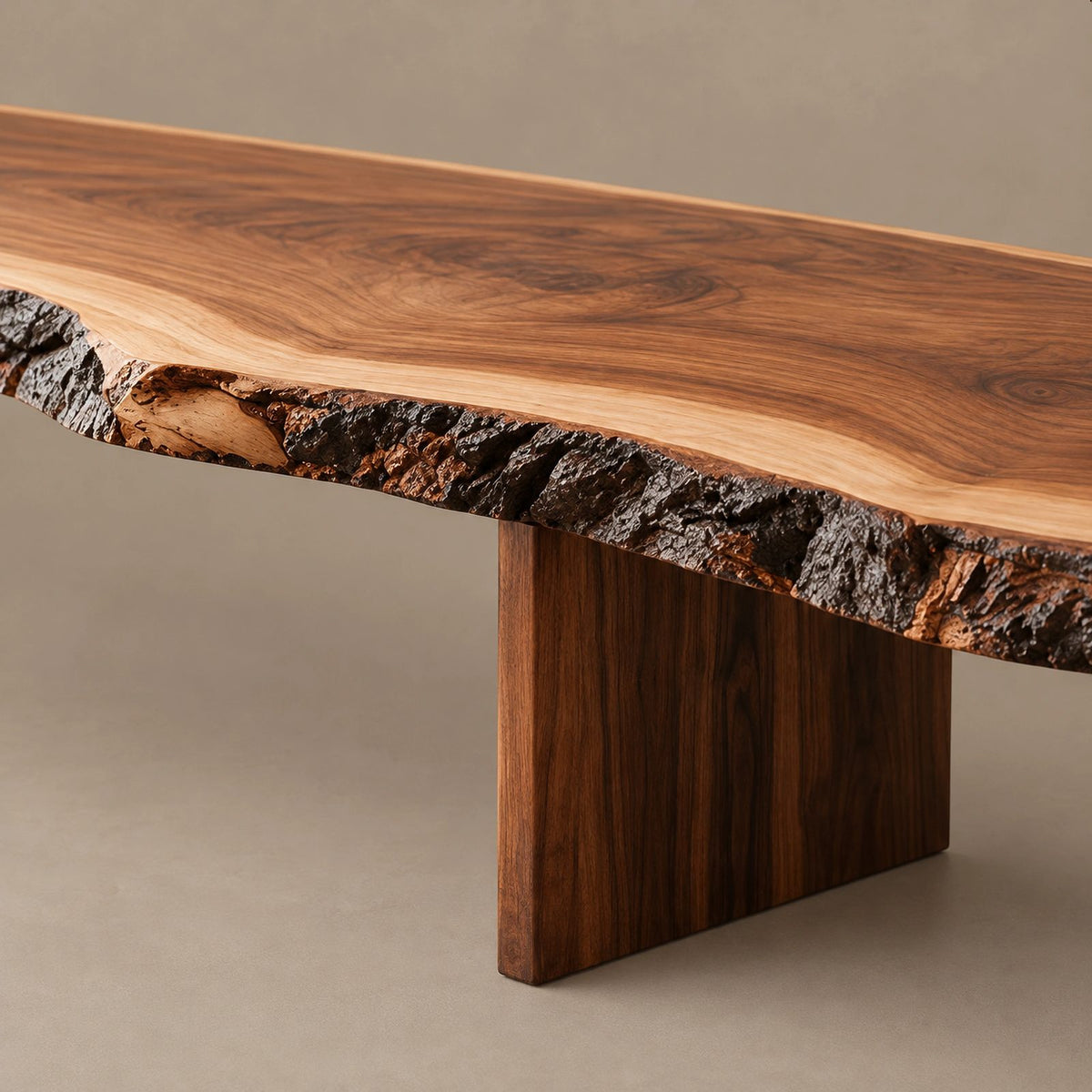 Mid Century Live Edge Wood TV Console With Floating Top For Living Room