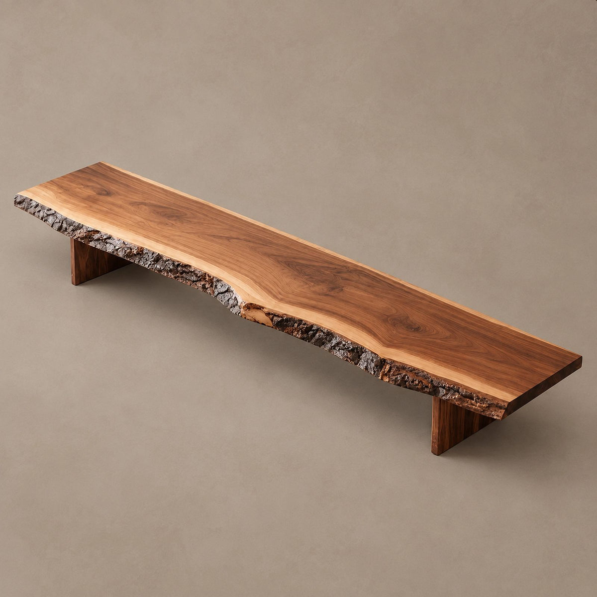 Mid Century Live Edge Wood TV Console With Floating Top For Living Room