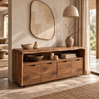 Rustic Solid Wood Sideboard With Raised Grain Doors For Living Room