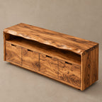 Rustic Solid Wood Sideboard With Raised Grain Doors For Living Room