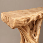 Organic Wood TV Stand With Tree Root Base For Living Room