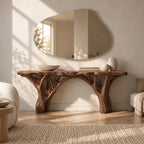 Organic Wood TV Stand With Tree Root Base For Living Room